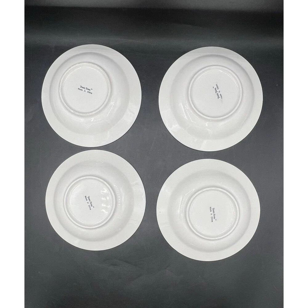Totally Today TT012 Embossed White Fruit Bowls Set of 4 6.5” Dessert Cereal